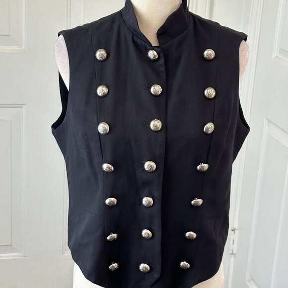 Vintage Scott Taylor Military Vest Rayon & Wool 21 Silver Buttons USA Sz Medium - Picture 2 of 14